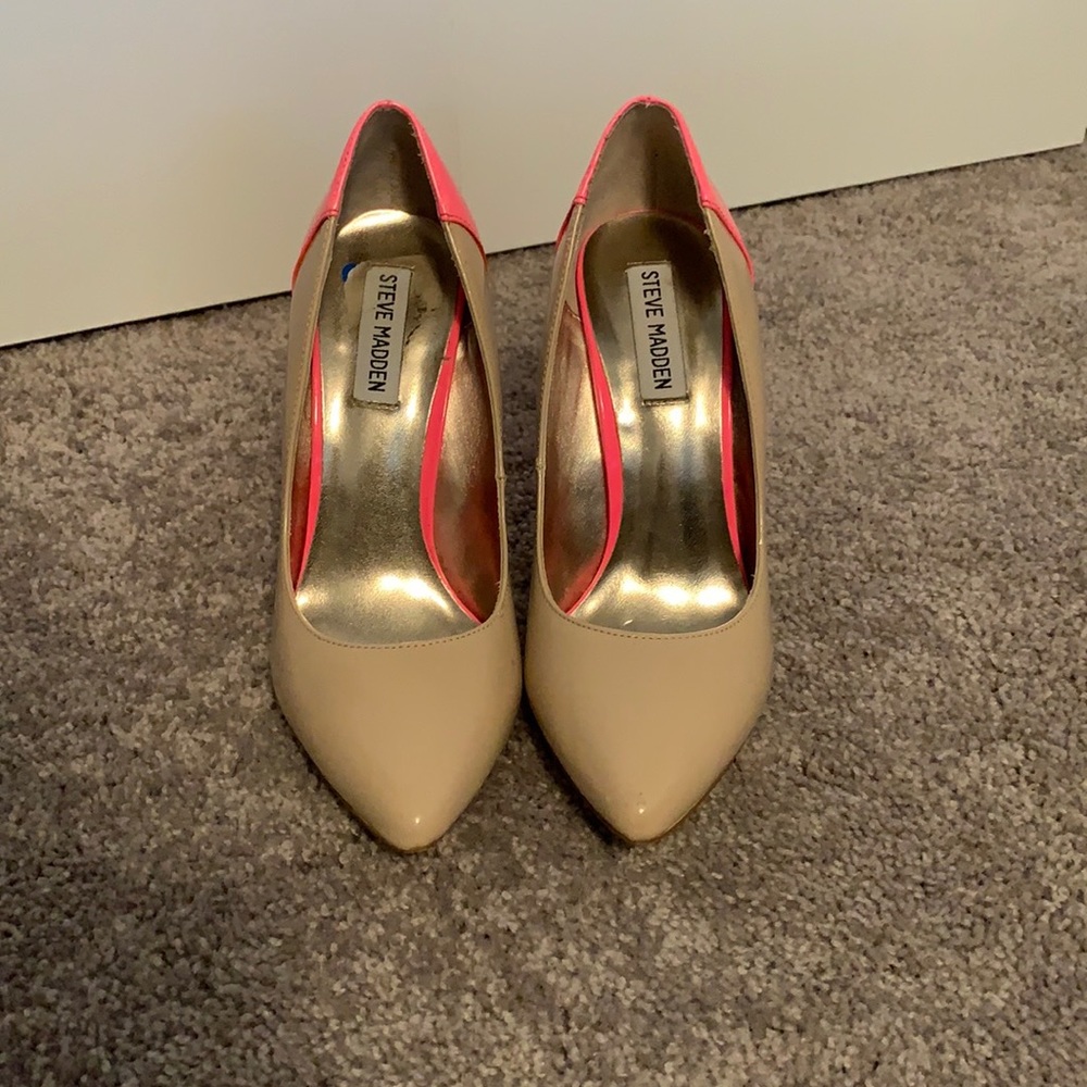 Cream with pink heel